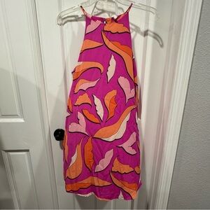 Tyche Abstract Leaf Print Halter Dress‎ – Size M